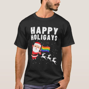 Happy Holigays Funny LGBT Christmas Gay Xmas Holid T-Shirt
