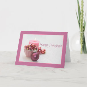 happy holigays gay pink ornaments christmas card