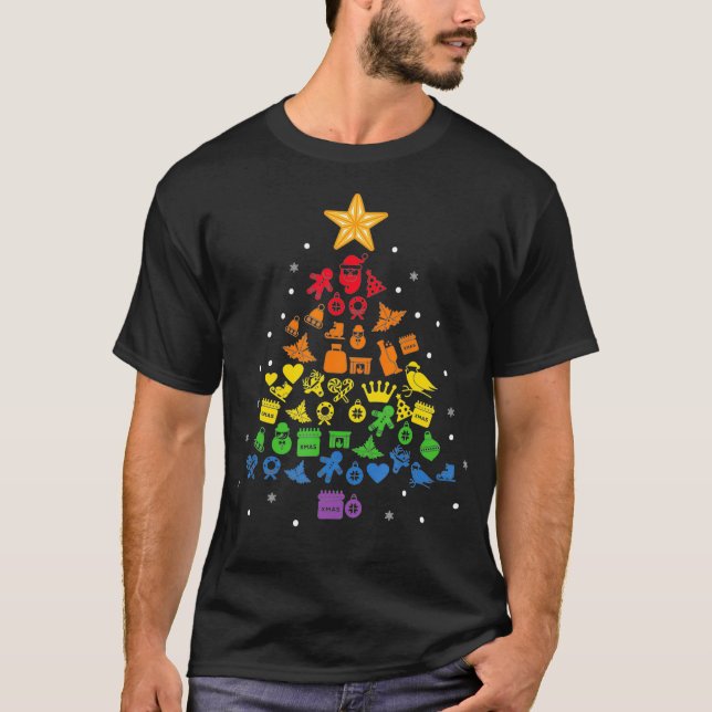 Happy Holigays LGBT Christmas Tree Costume Gay Pri T-Shirt (Front)