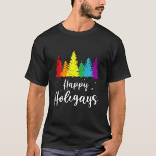 Happy Holigays Rainbow Christmas Pride LGBT Gay Pu T-Shirt