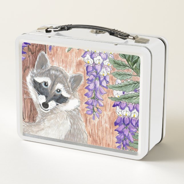 Happy Hollow Racoon Metal Lunch Box (Back)