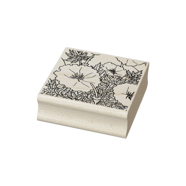 Happy Hollow Sea Turtle- California Poppy Rubber Stamp (Stamp)