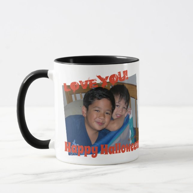 Happy Holloween Black Orange 1 Photo Mug (Left)