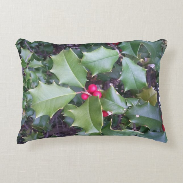 Happy HOLLY days. Decorative Cushion (Front)