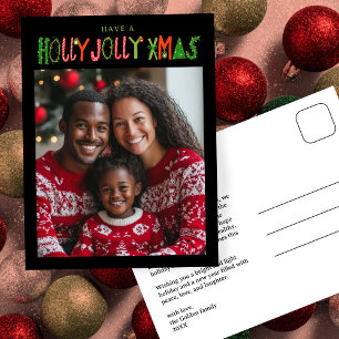 HAPPY HOLLY DAYS Holiday Christmas CUSTOM Photo Postcard