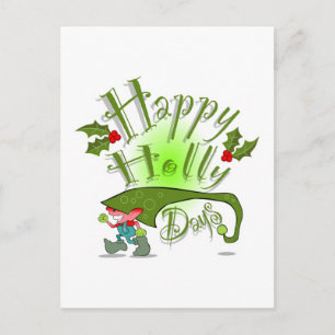 Happy Holly Days Holiday Postcard