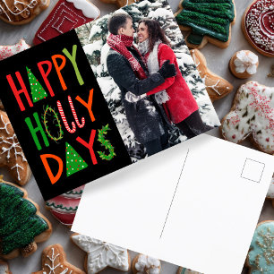 HAPPY HOLLY DAYS Holiday Xmas Christmas CUSTOM Postcard