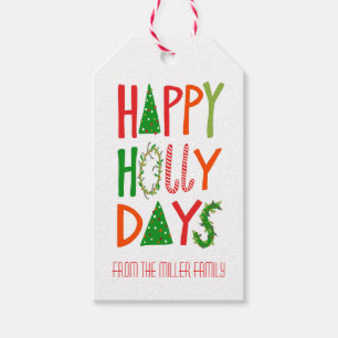 HAPPY HOLLY DAYS Holiday Xmas Christmas Sweaters Gift Tags