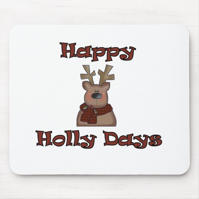 Happy Holly Days Mouse Mat (Front)