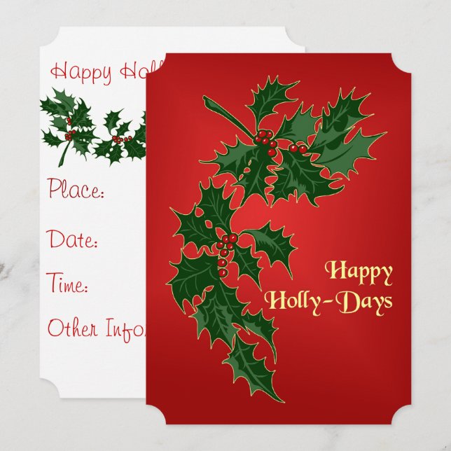 Happy Holly Days Party Invitation (Front/Back)