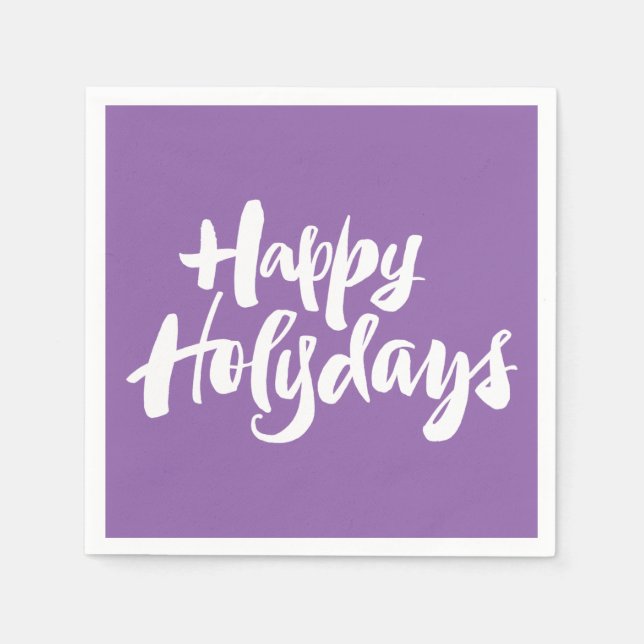 Happy Holy Days Holidays Holydays Christmas Purple Napkin (Front)