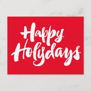 Happy Holy Days Merry Christmas Lettering - Red Holiday Postcard