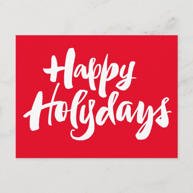 Happy Holy Days Merry Christmas Lettering - Red Holiday Postcard (Front)