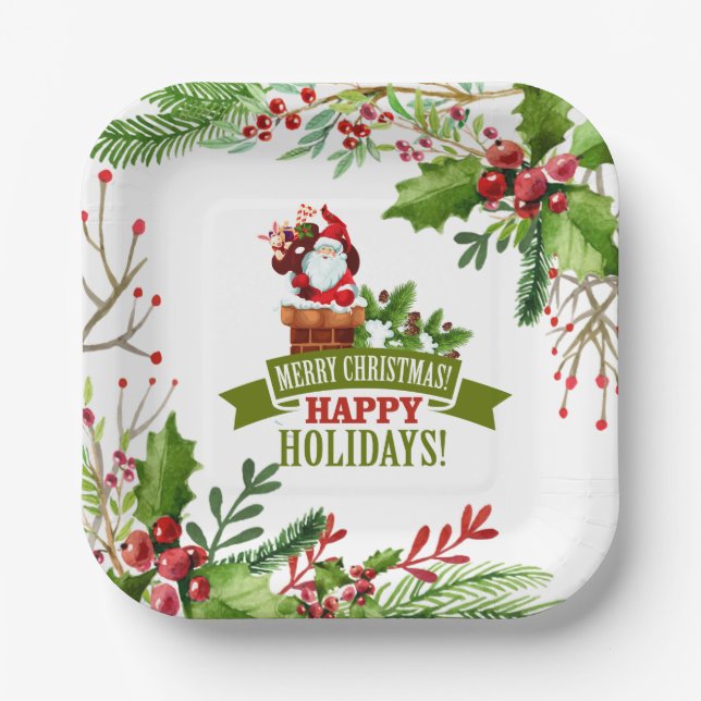 Happy Holydays Paper Plate (Front)