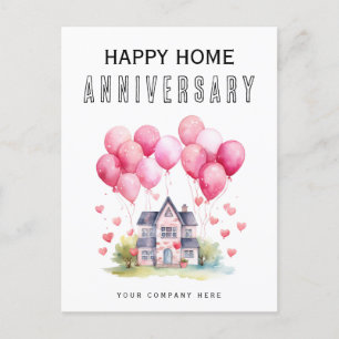 Happy Home Anniversary Balloons Hearts Realty Postcard