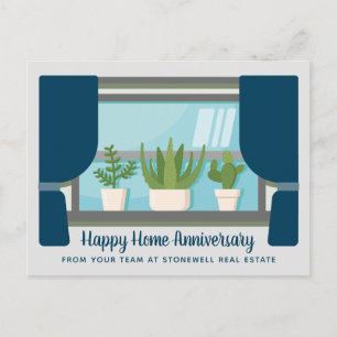 Happy Home Anniversary Cute Custom Window Plants Postcard