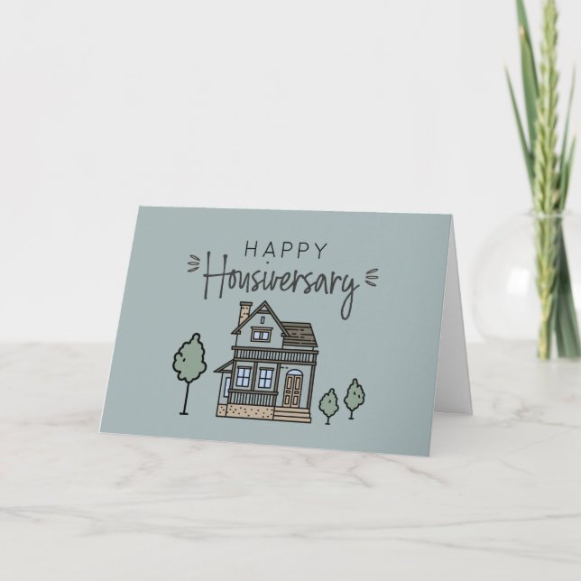 Happy Home Anniversary Personalised Housiversay Thank You Card (Front)