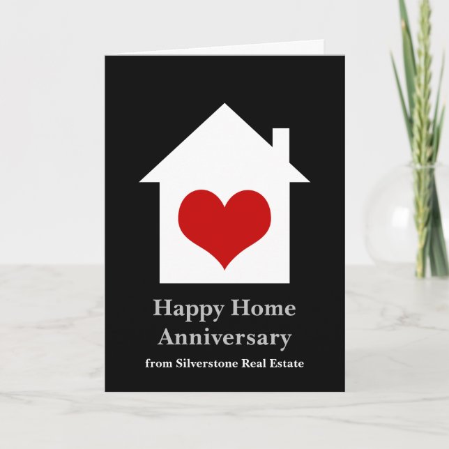 Happy Home Anniversary Real Estate House Heart Card (Front)
