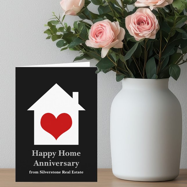 Happy Home Anniversary Real Estate House Heart Card (Creator Uploaded)