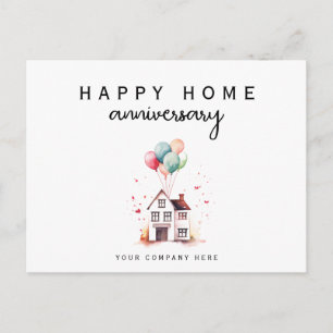 Happy Home Anniversary Watercolor House Realty Postcard
