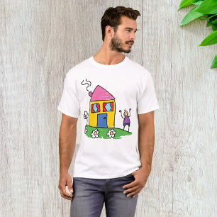 Happy Home Colourful House and Stick Figure T-Shirt