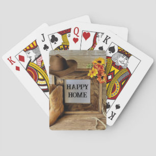 Happy Home Cowgirl Cowboy Style With Cowboy Boots  Playing Cards