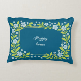 Happy home floral design decorative cushion