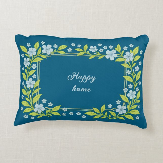 Happy home floral design decorative cushion (Back)