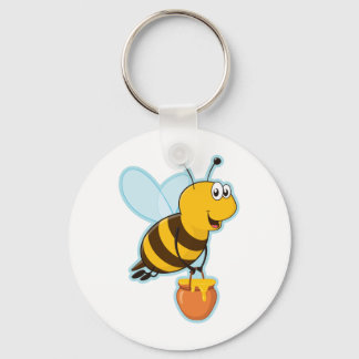 Happy Honey Bee & Honey Pot Key Ring