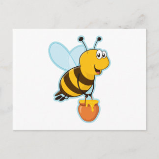 Happy Honey Bee & Honey Pot Postcard
