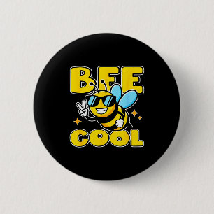 Happy honeybee character fun peace sign cute bee 6 cm round badge