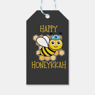 Happy Honeykkah Honey Bee Hanukkah Jewish Gift Tags