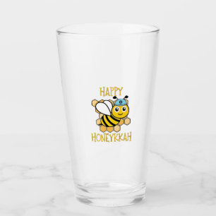 Happy Honeykkah Honey Bee Hanukkah Jewish  Glass