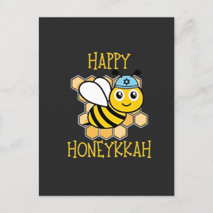 Happy Honeykkah Honey Bee Hanukkah Jewish  Invitation Postcard