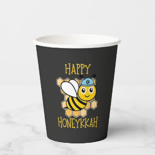 Happy Honeykkah Honey Bee Hanukkah Jewish Paper Cups