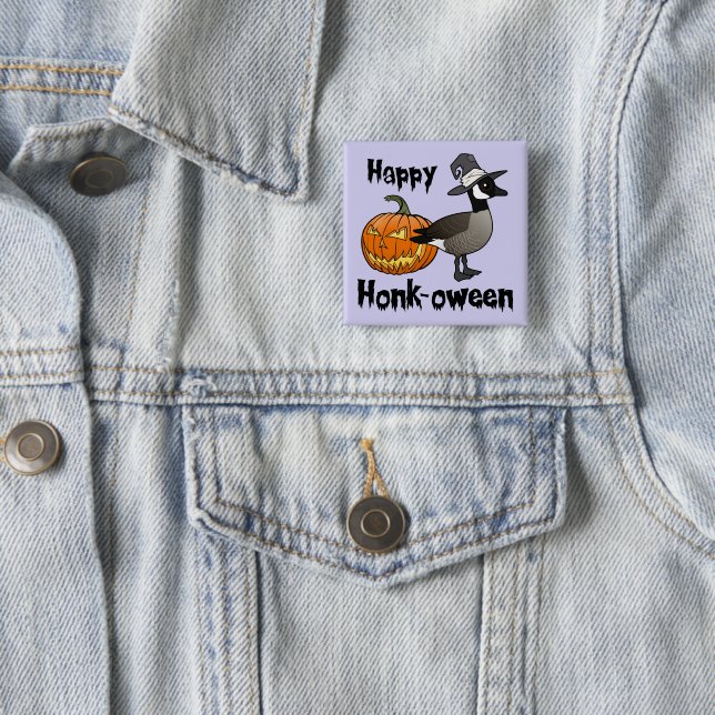 Happy Honk-oween Funny Canada Goose Halloween 15 Cm Square Badge (In Situ)