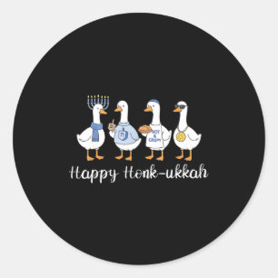 Happy Honk-ukkah Hanukkah Silly Goose Women Men Ki Classic Round Sticker