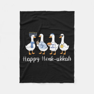Happy Honk-ukkah Hanukkah Silly Goose Women Men Ki Fleece Blanket