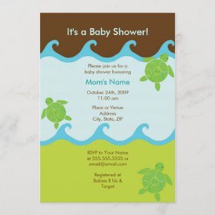 Happy Honu Swirly Waves Baby Shower Invitation