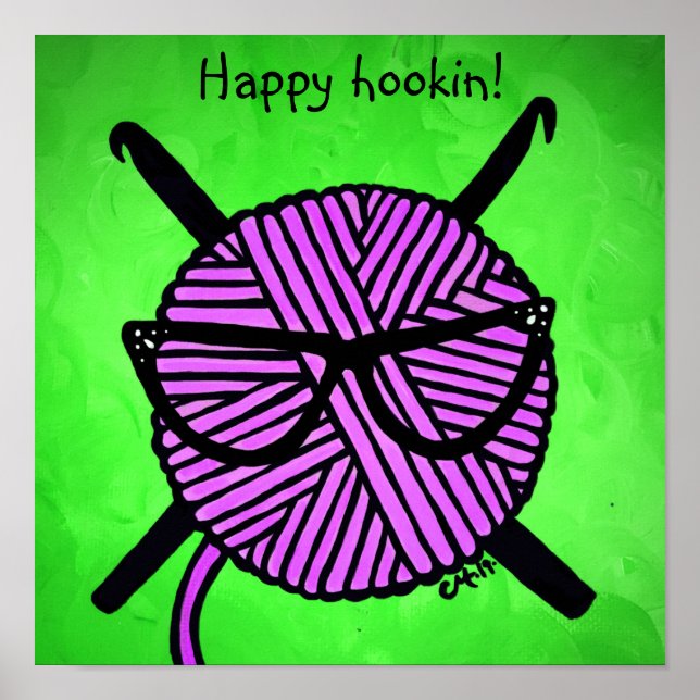 Happy Hookin' crochet poster (Front)