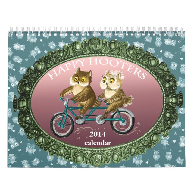 Happy hooters Owls funny seasons customisable 2014 Calendar (Cover)