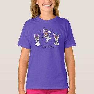 Happy Hoppy Birthday Bunny Kid's Girl's T-shirt