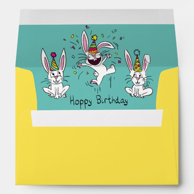 Happy Hoppy Birthday Bunny Rabbits Envelopes (Back (Bottom))