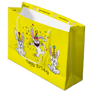 Happy Hoppy Birthday Bunny Rabbits Gift Bag Large
