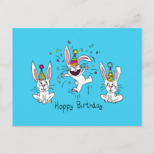 Happy Hoppy Birthday Bunny Rabbits Postcard