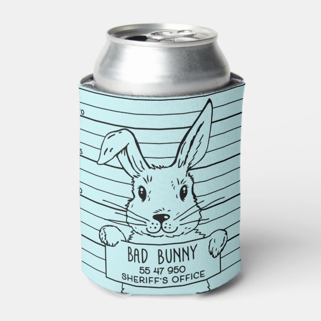 Happy Hoppy Easter Cute Funny Bunny Can Cooler (Can Front)