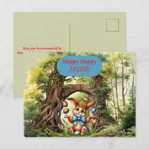 Happy Hoppy Easter Rabbit Eggs Postcard