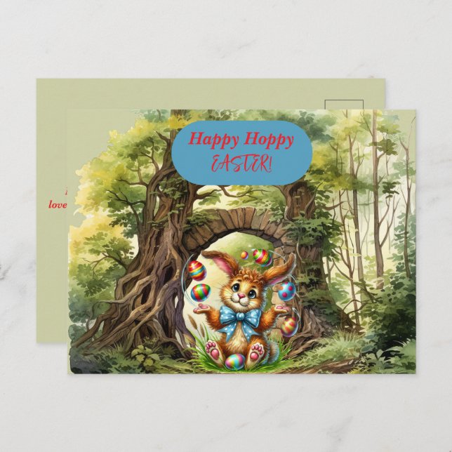 Happy Hoppy Easter Rabbit Eggs  Postcard (Front/Back)