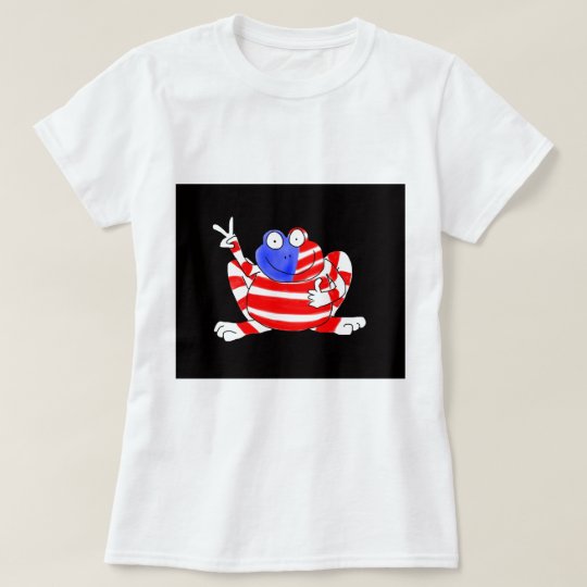 Happy Hoppy Frog Peace 4th of July Red White Blue T-Shirt