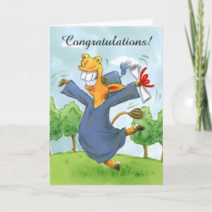 Happy horse cap graduation customisable card